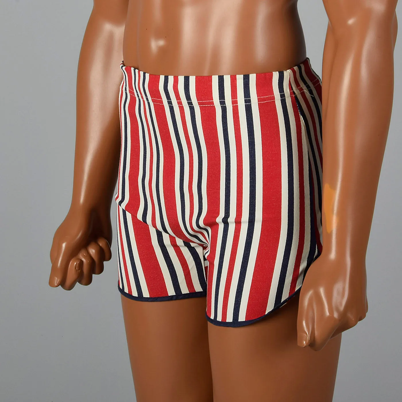 1960s Mens Swim Trunks in Red White & Blue