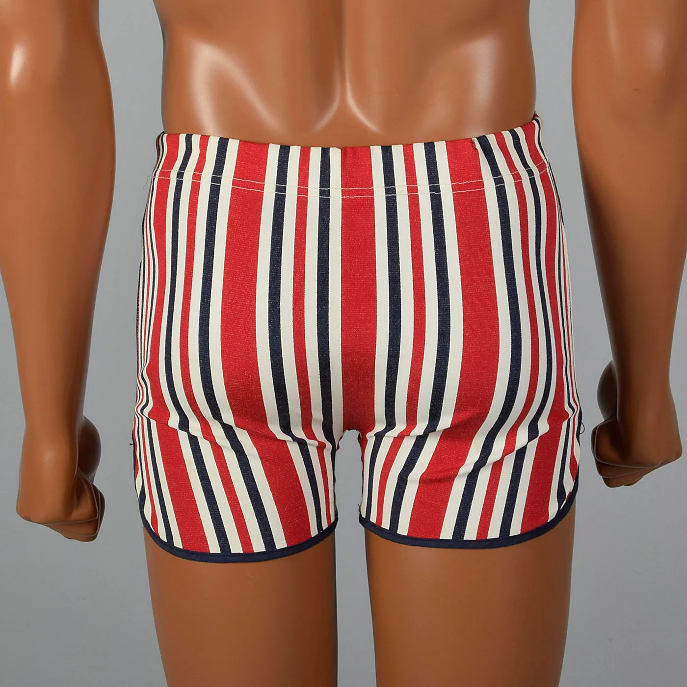 1960s Mens Swim Trunks in Red White & Blue