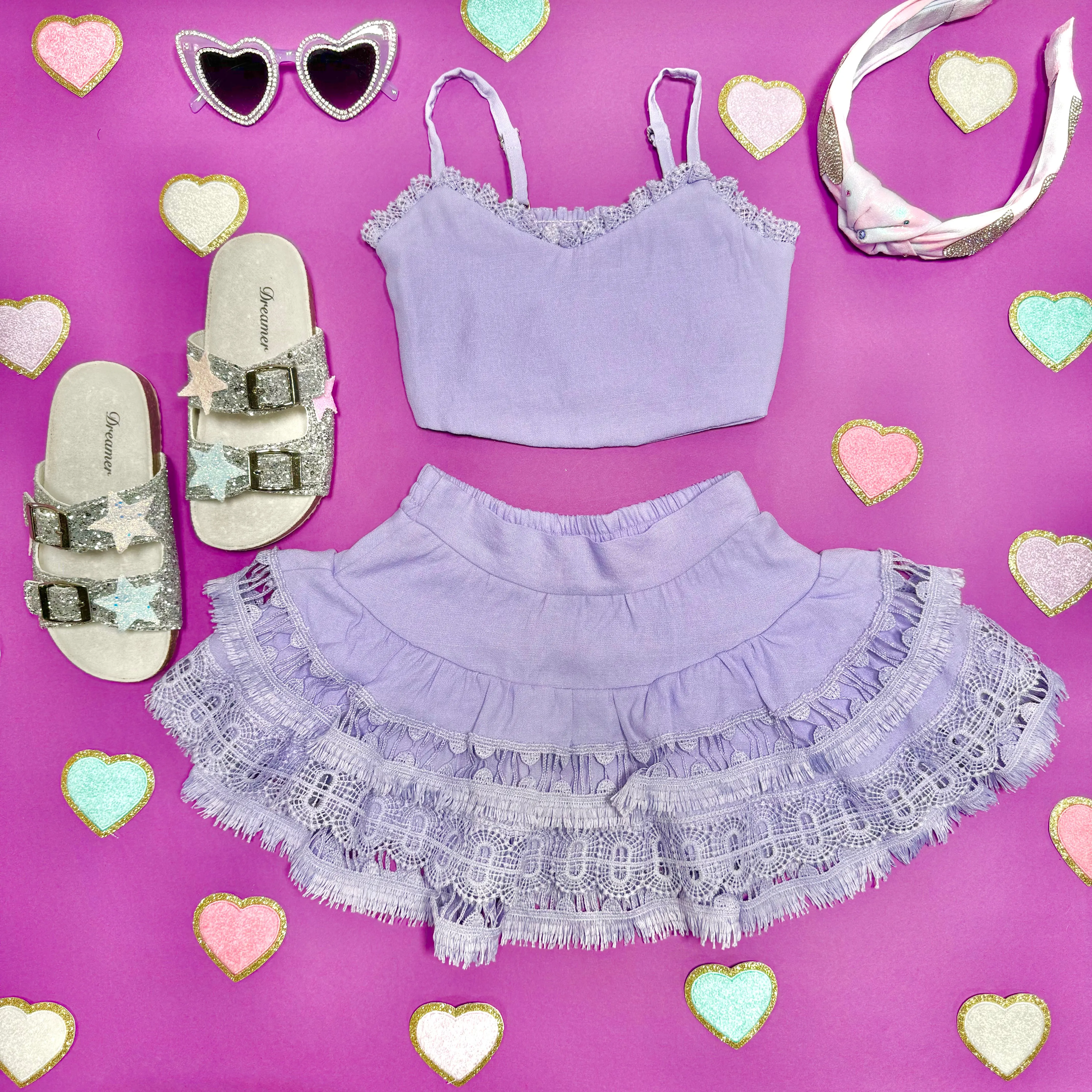 ADINA TOP AND LACE SKIRT SET