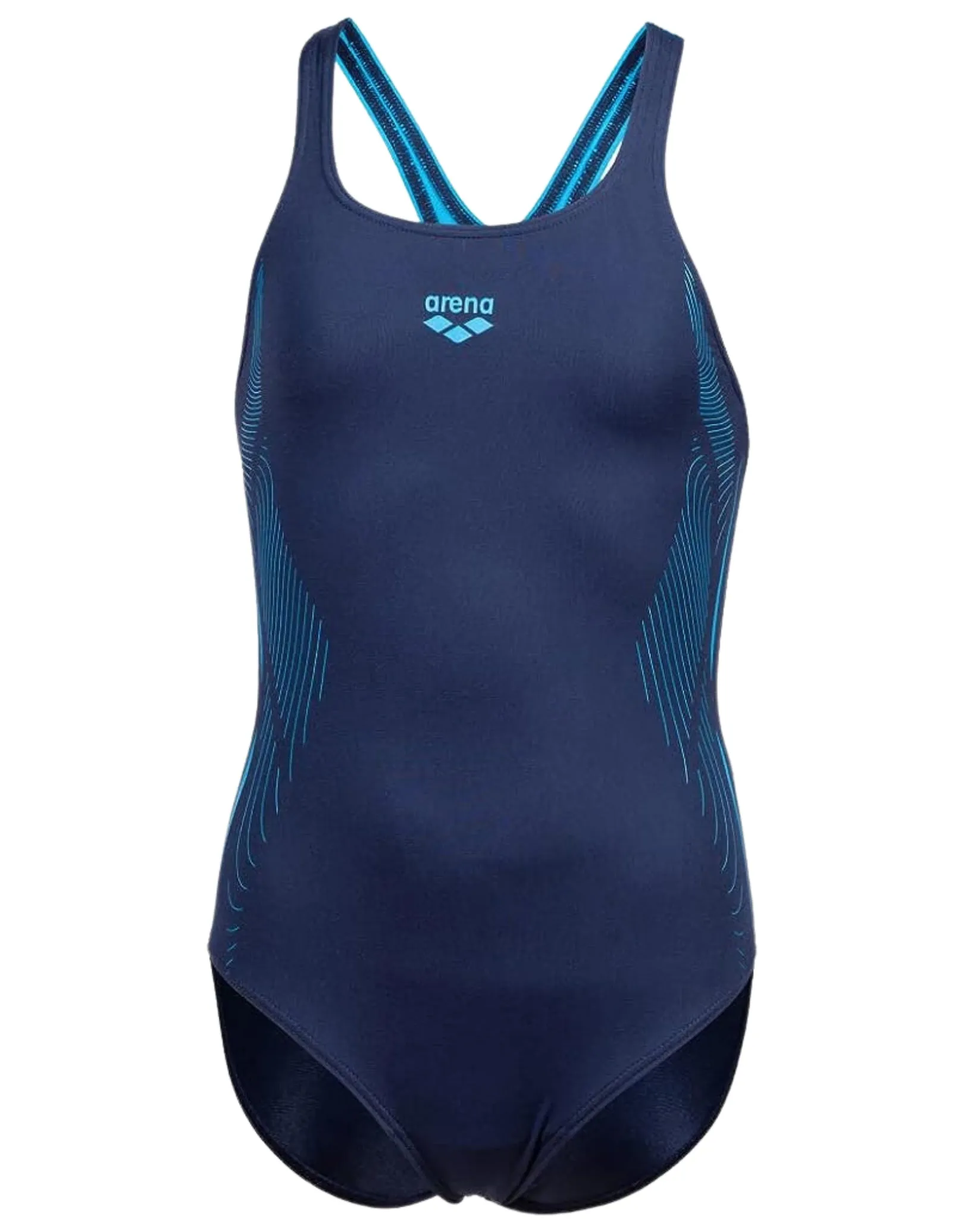 Arena Girls Pro Back Graphic Swimsuit - Navy/Turquoise