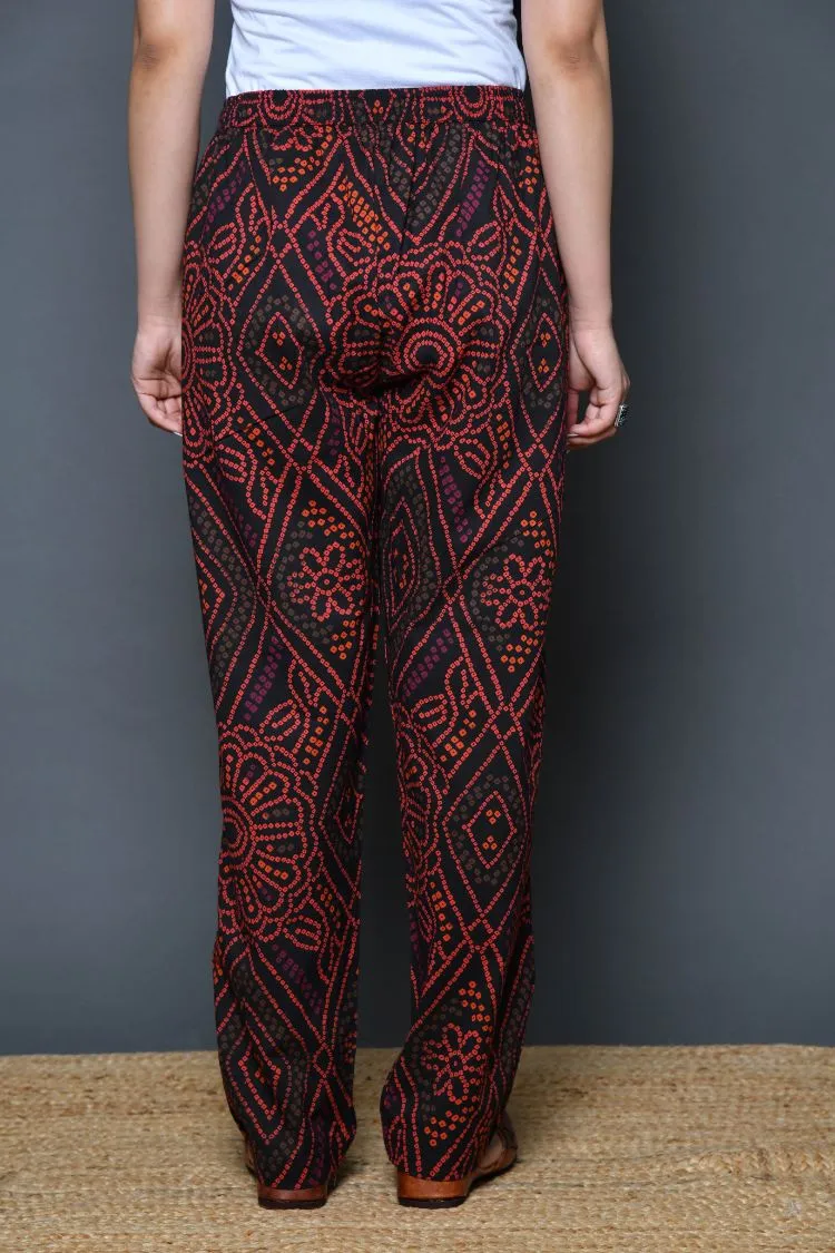 Black Bandhej Pajama Pants