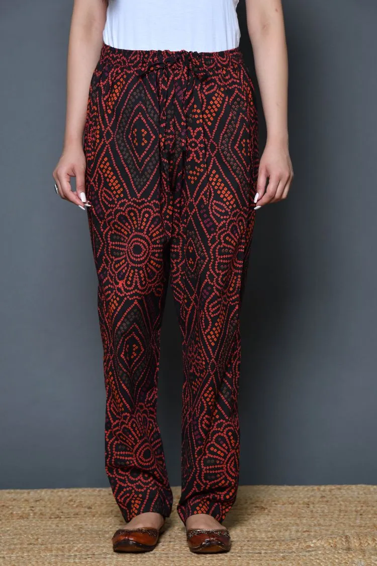 Black Bandhej Pajama Pants