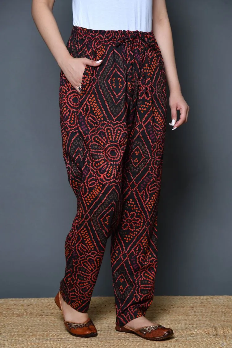 Black Bandhej Pajama Pants