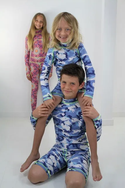 BOY'S SHORT SWIMSUIT - BLUE CAMO