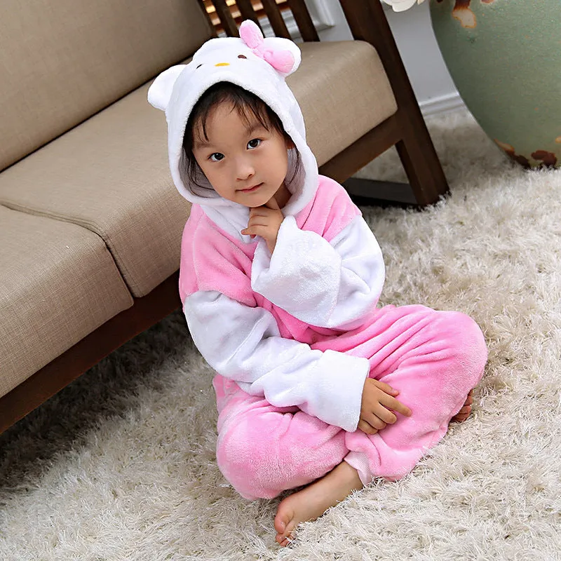 Children's White Sleeve KT cat Cartoon Animal Conjoined