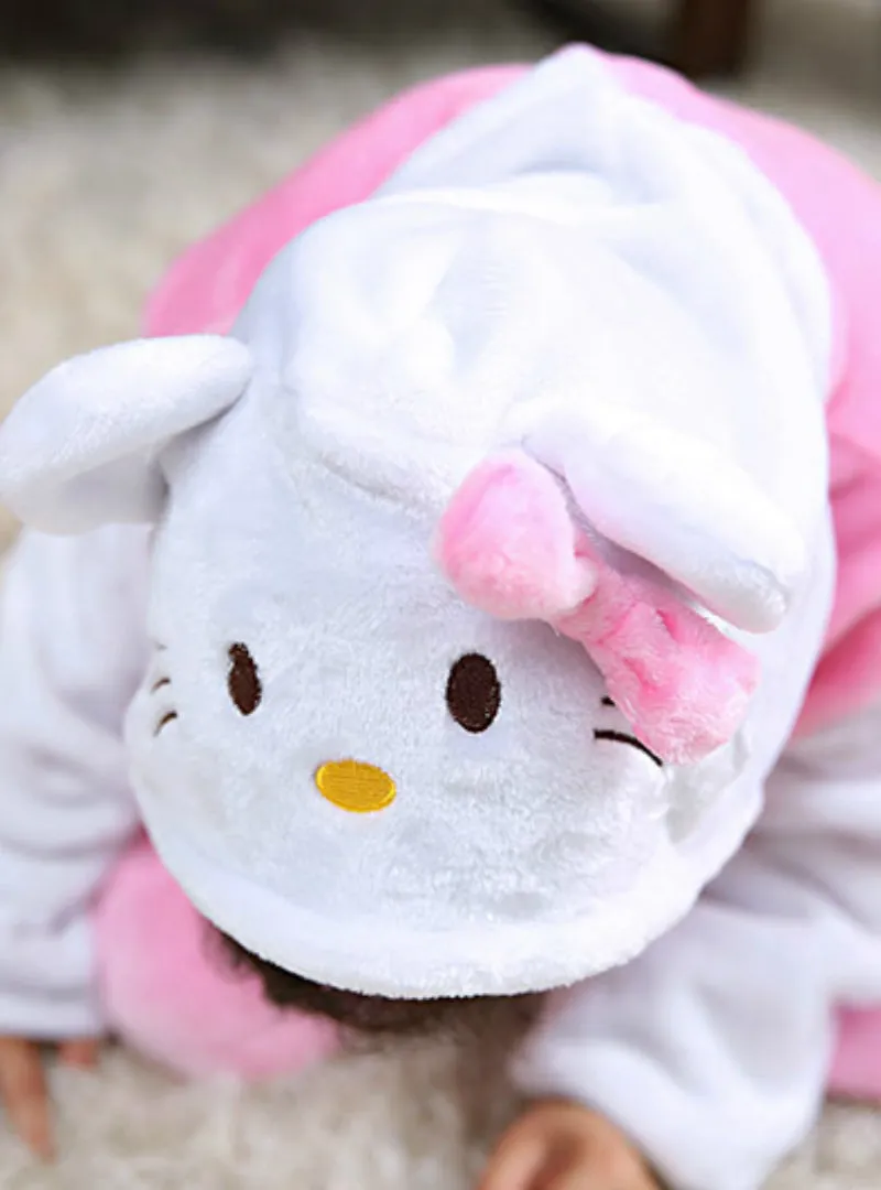 Children's White Sleeve KT cat Cartoon Animal Conjoined