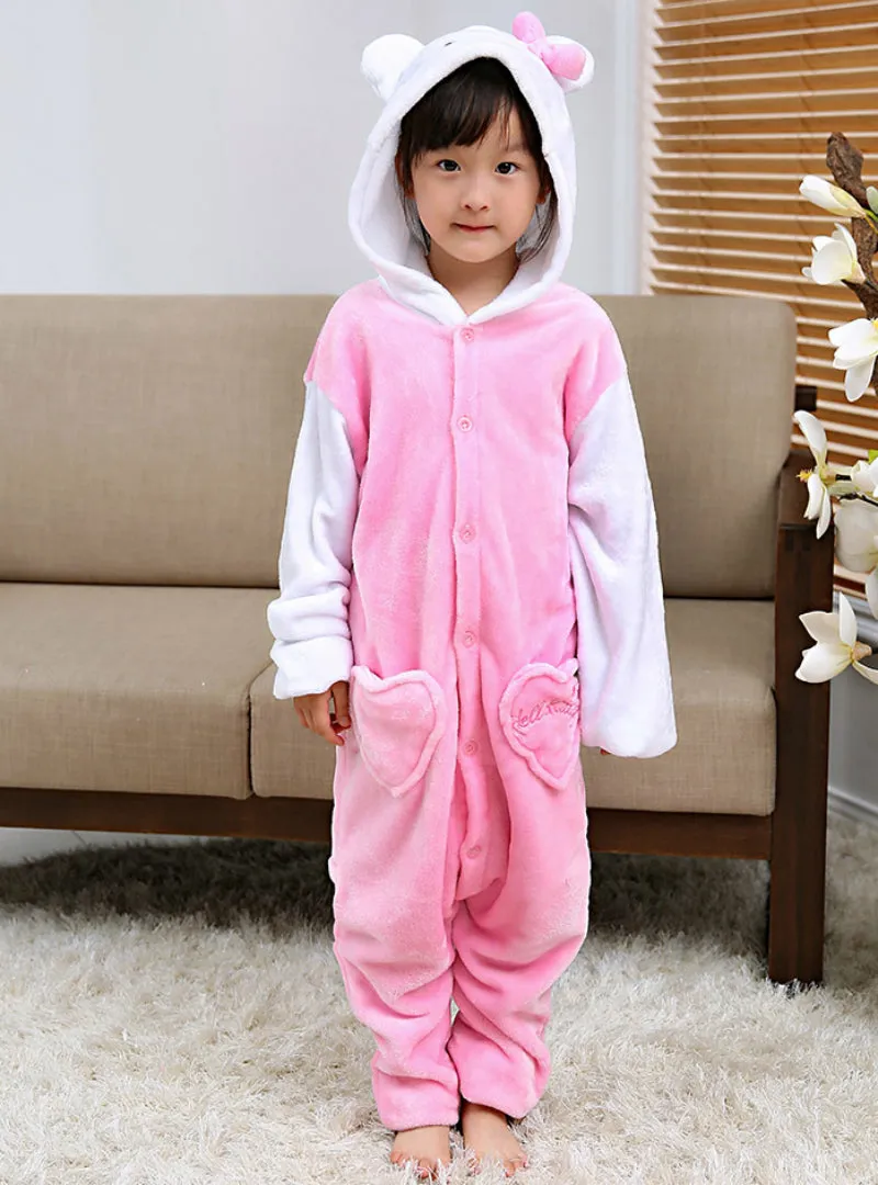 Children's White Sleeve KT cat Cartoon Animal Conjoined