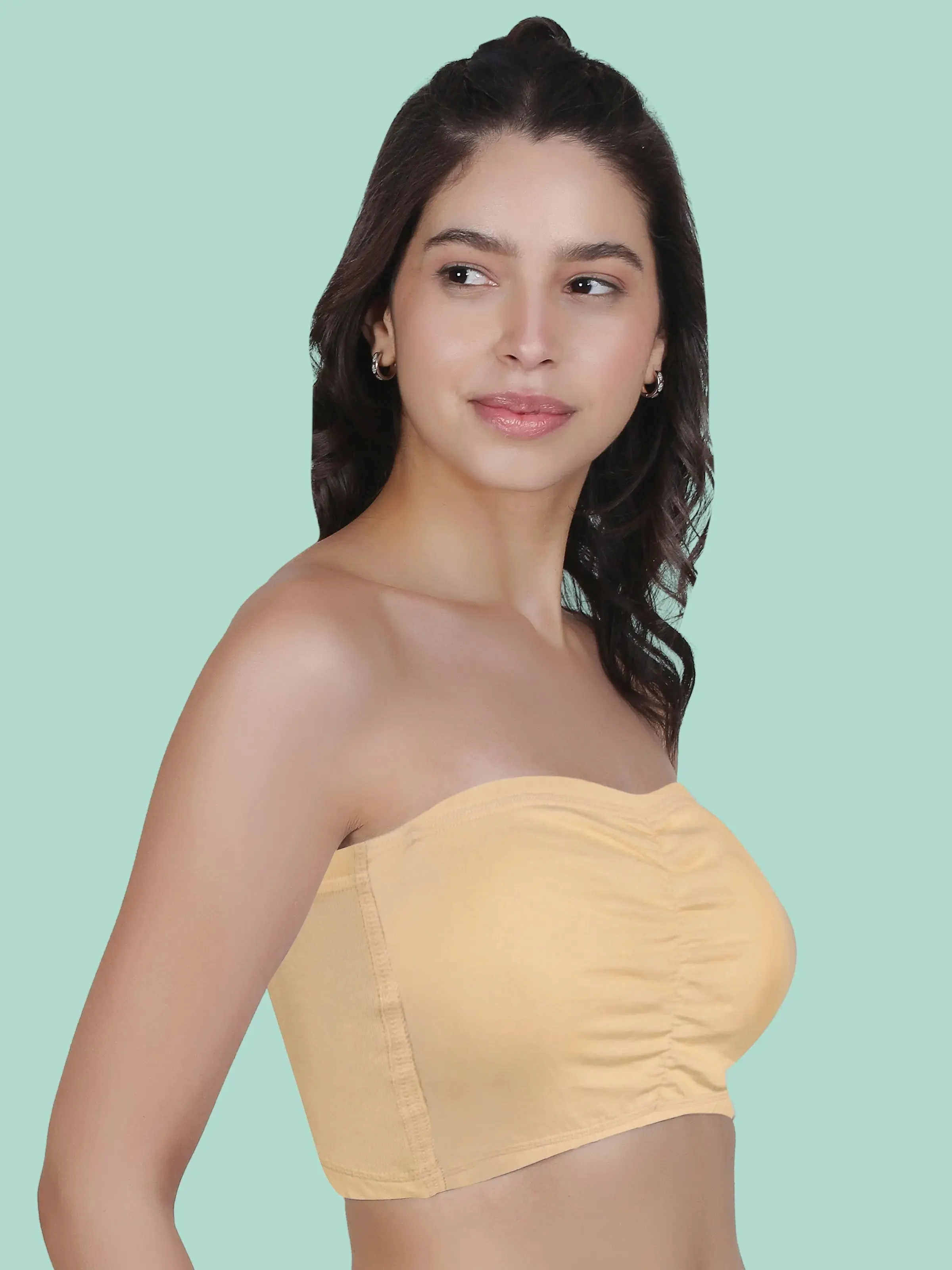 Cotton Strapless Tube Bra For Womens| Bandeau Bra With Removable Pads | Skin Tube Top Pack Of 1