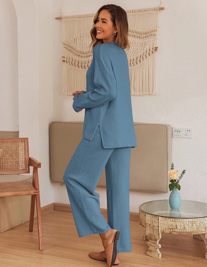 Ekouaer Knit Long Sleeve Pajamas Set (US Only)