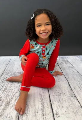 Girls Dark Santa Bamboo Holiday Pajamas