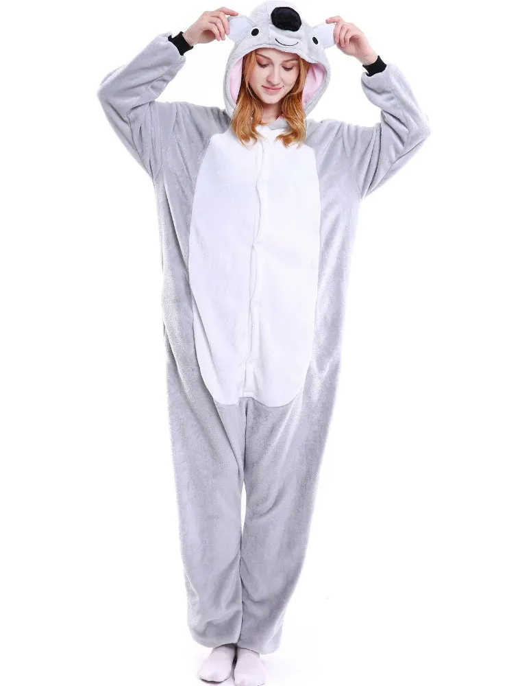 Grey Koala Flannel Onesies Animal Pajamas