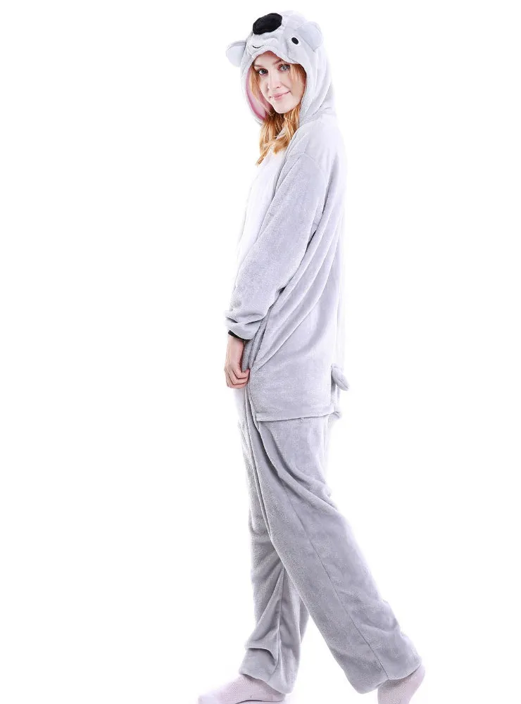 Grey Koala Flannel Onesies Animal Pajamas