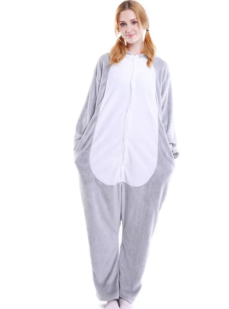 Grey Koala Flannel Onesies Animal Pajamas