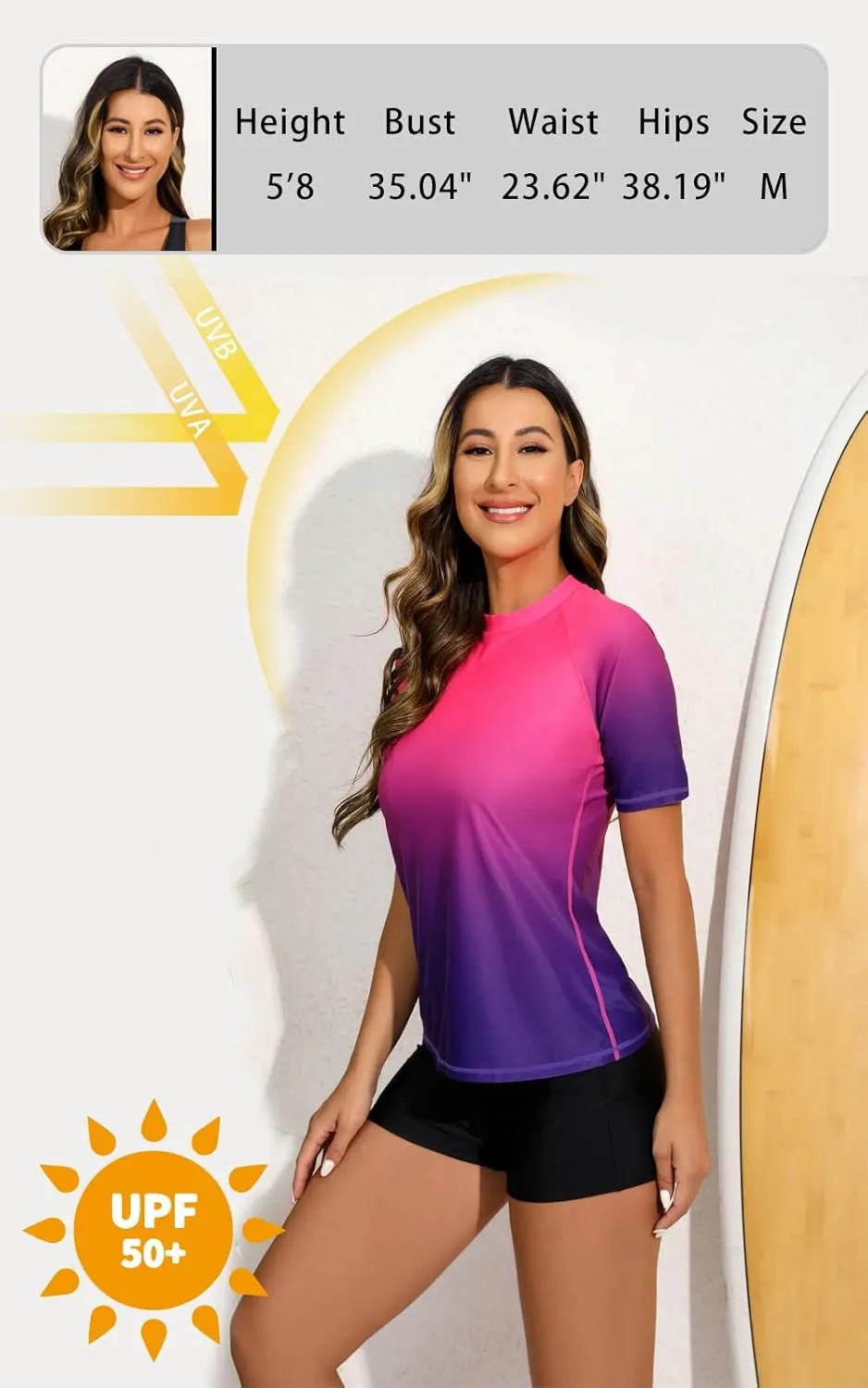 Halcurt Women Short Sleeve Two Piece Rash Guard Set UPF 50 Swim Shirt with Board Shorts