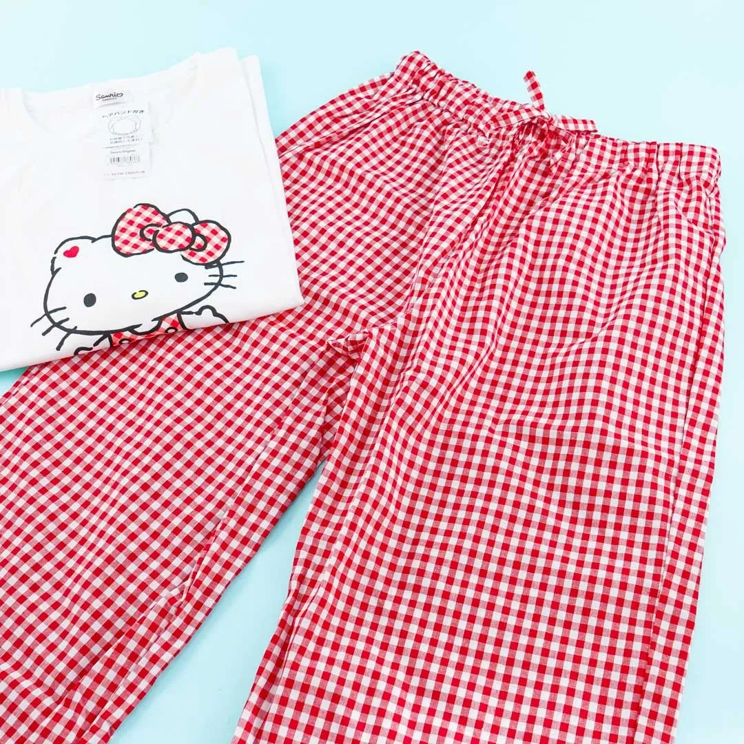 Hello Kitty Checkered Pajamas With Headband Set