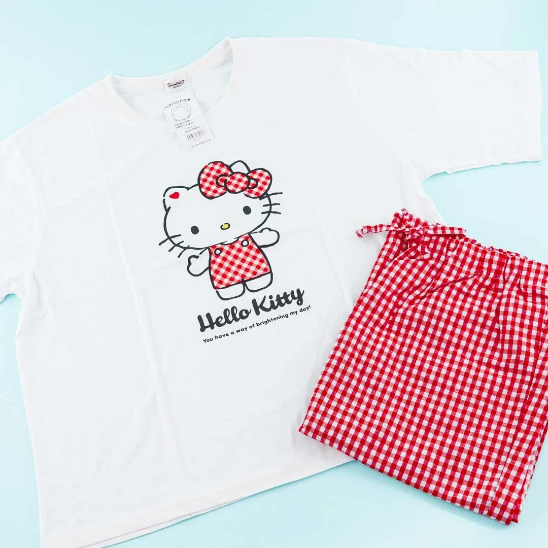 Hello Kitty Checkered Pajamas With Headband Set