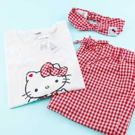 Hello Kitty Checkered Pajamas With Headband Set