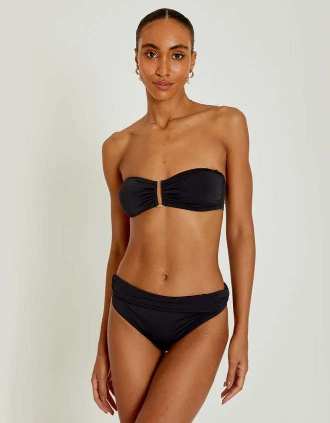 High Waist Bikini Bottom in Black, European Cut