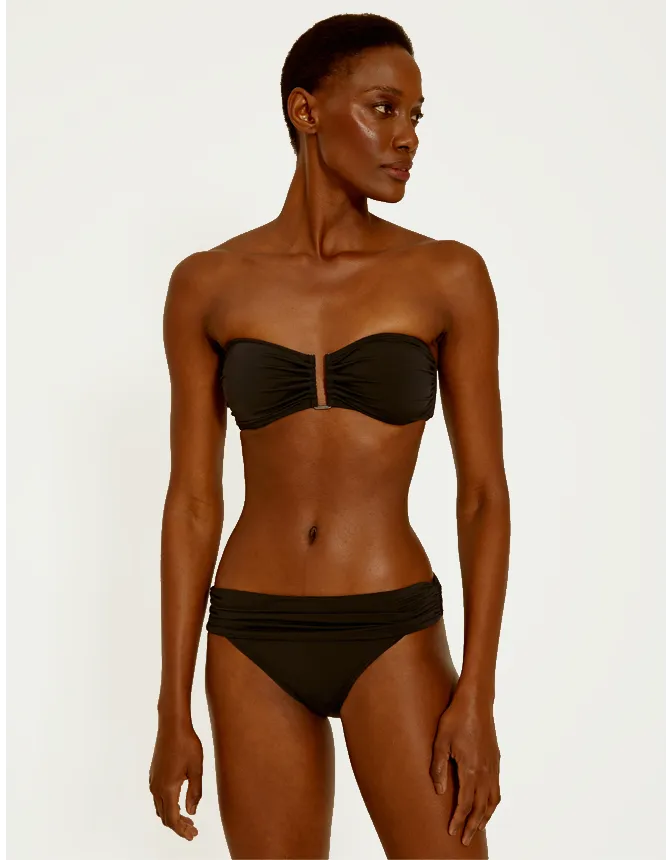 High Waist Bikini Bottom in Black, European Cut