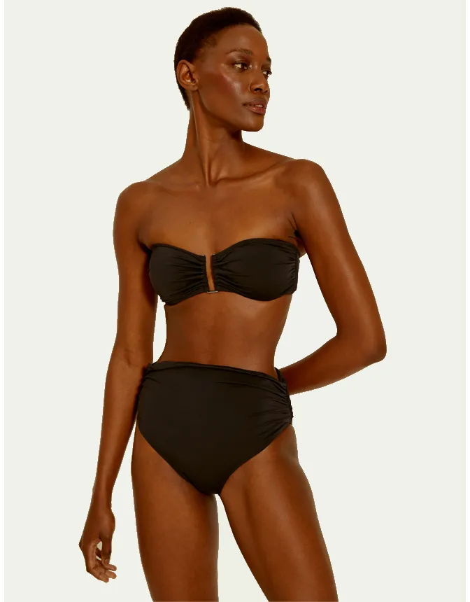 High Waist Bikini Bottom in Black, European Cut