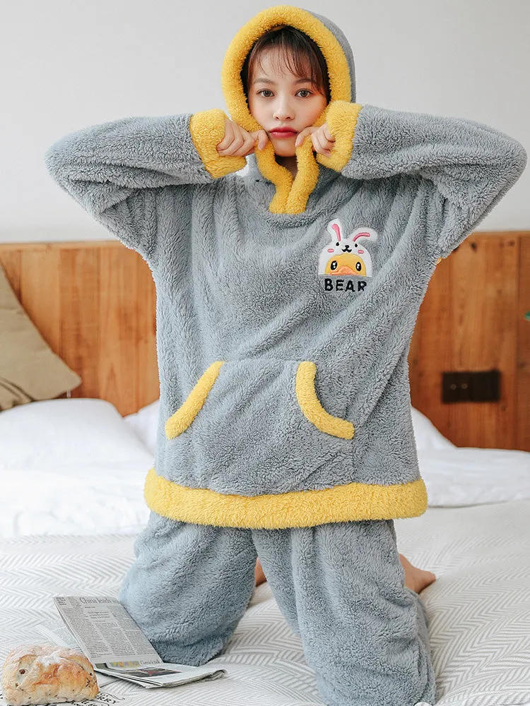 Hooded Little Yellow Duck Thickened Flannel Sweet