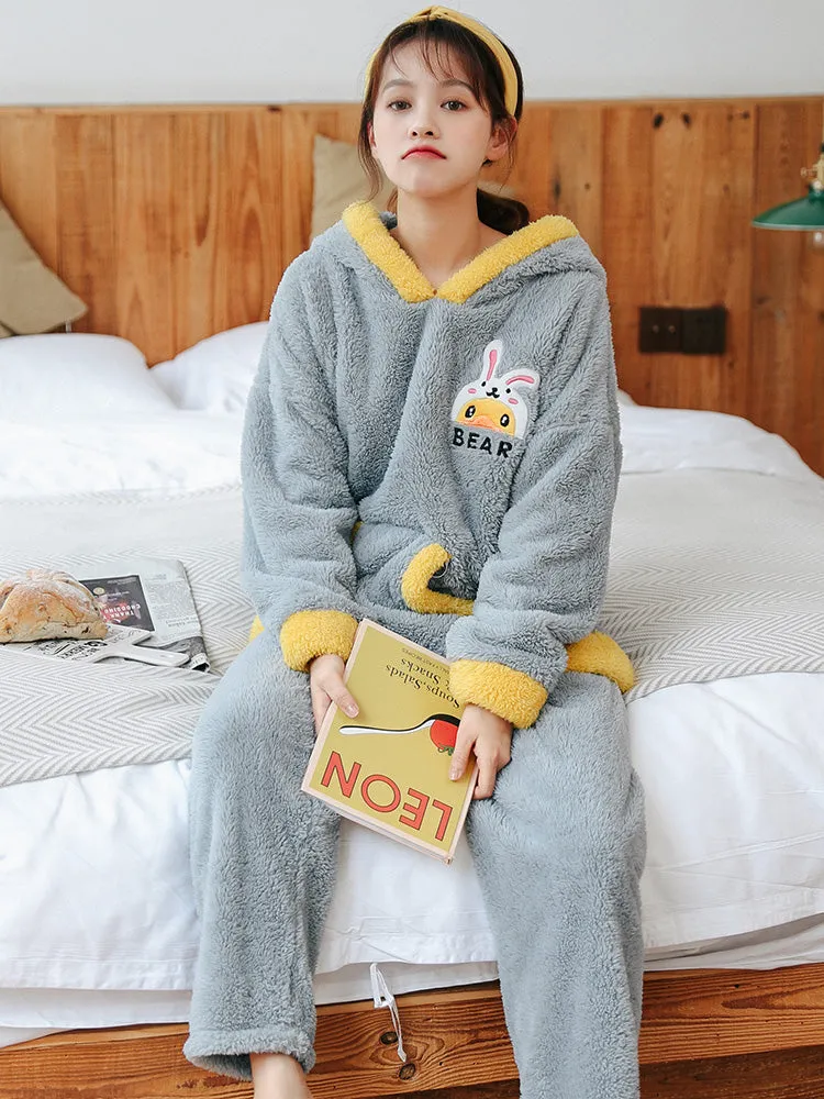 Hooded Little Yellow Duck Thickened Flannel Sweet