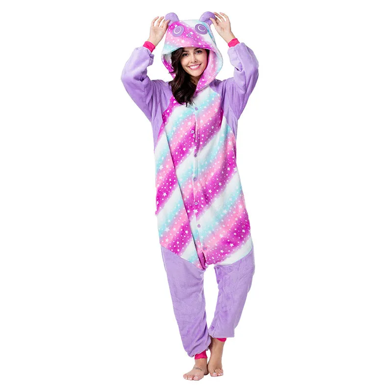 Hoodies Blankets One-Piece Pajamas Adult Panda Series Cartoon Men and Women Winter Flannel