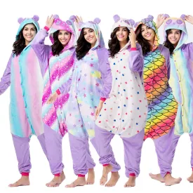 Hoodies Blankets One-Piece Pajamas Adult Panda Series Cartoon Men and Women Winter Flannel