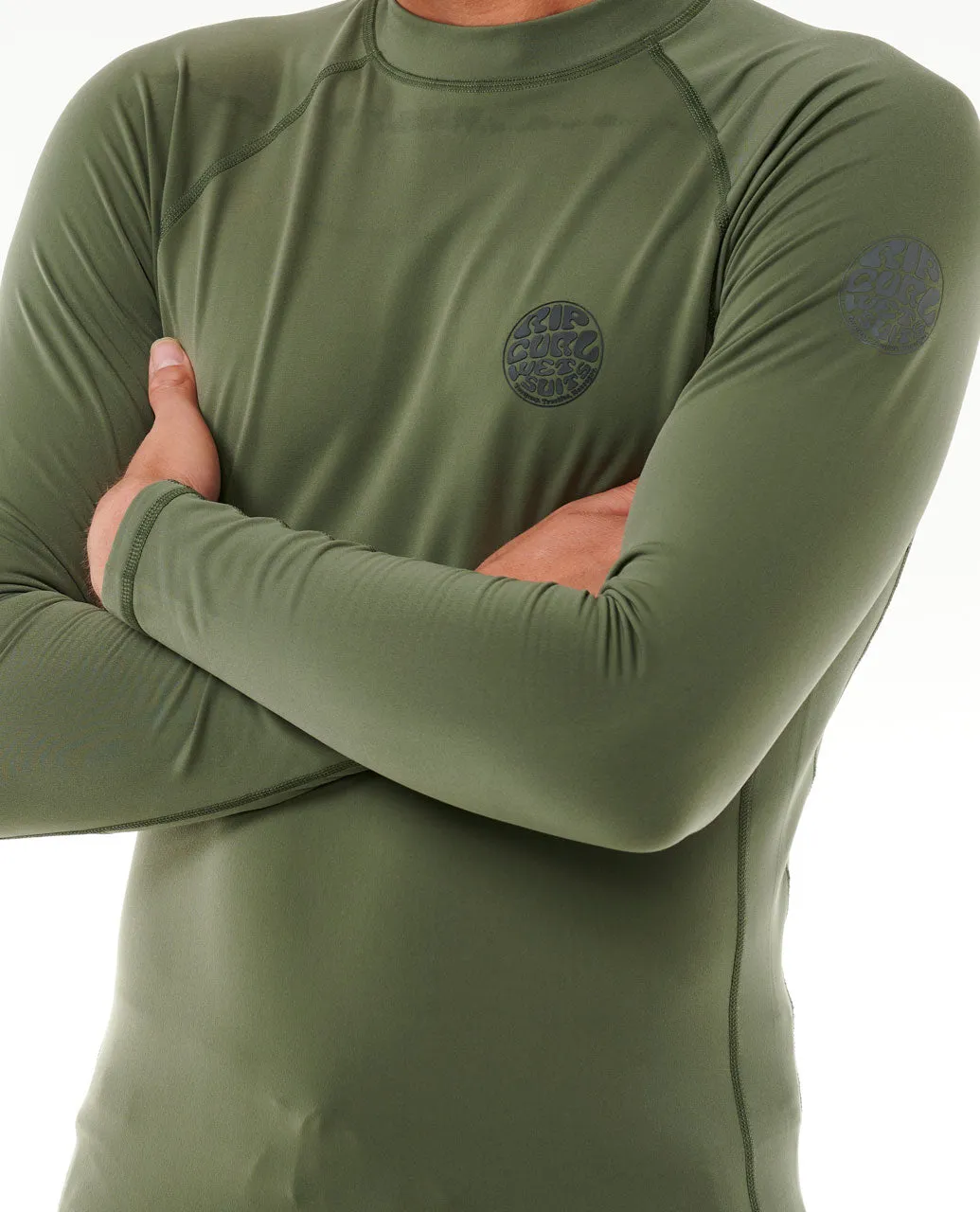 Icons UPF50  Brushed Long Sleeve Rash Vest - Dark Olive