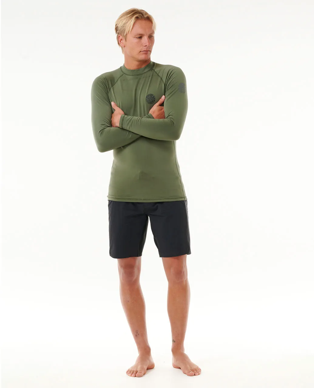 Icons UPF50  Brushed Long Sleeve Rash Vest - Dark Olive