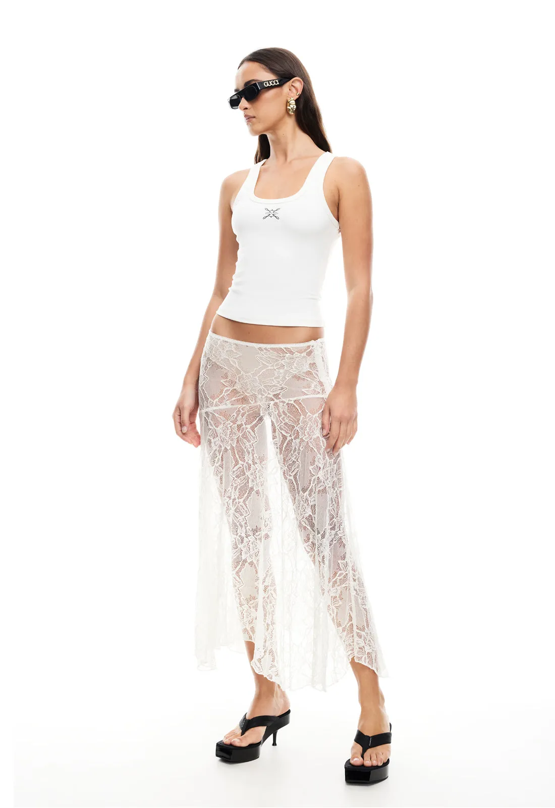 IN BLOOM LACE MIDI SKIRT - IVORY