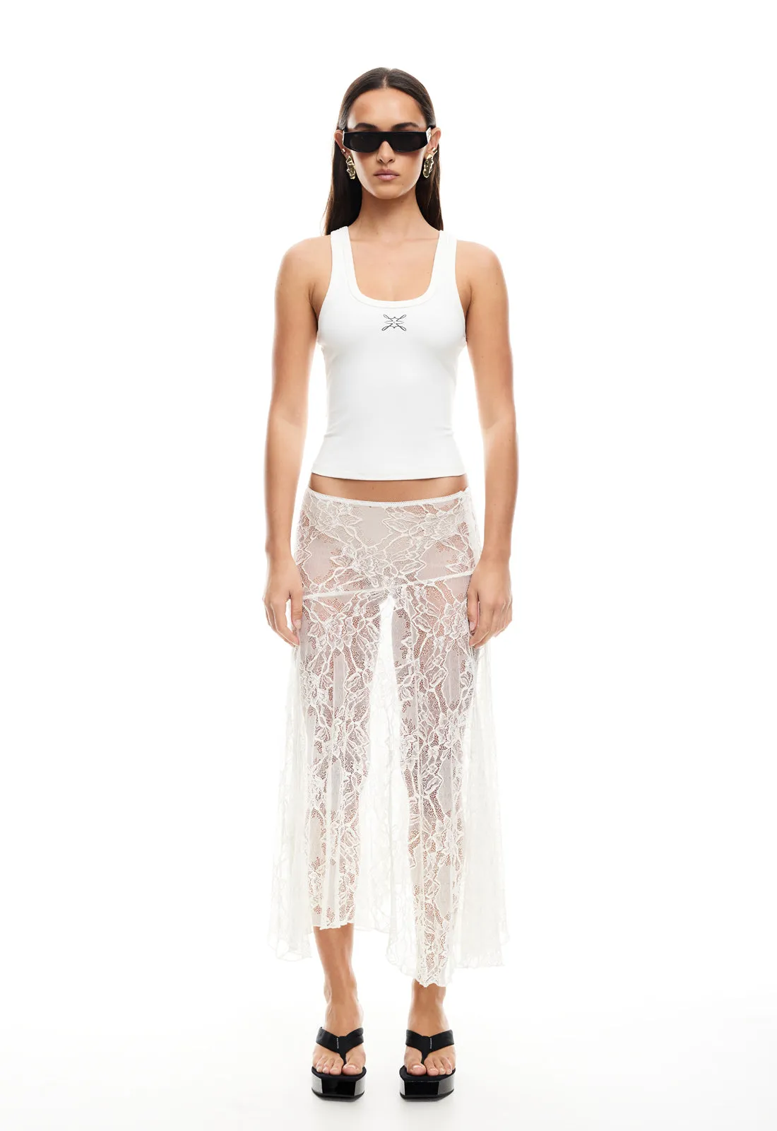 IN BLOOM LACE MIDI SKIRT - IVORY