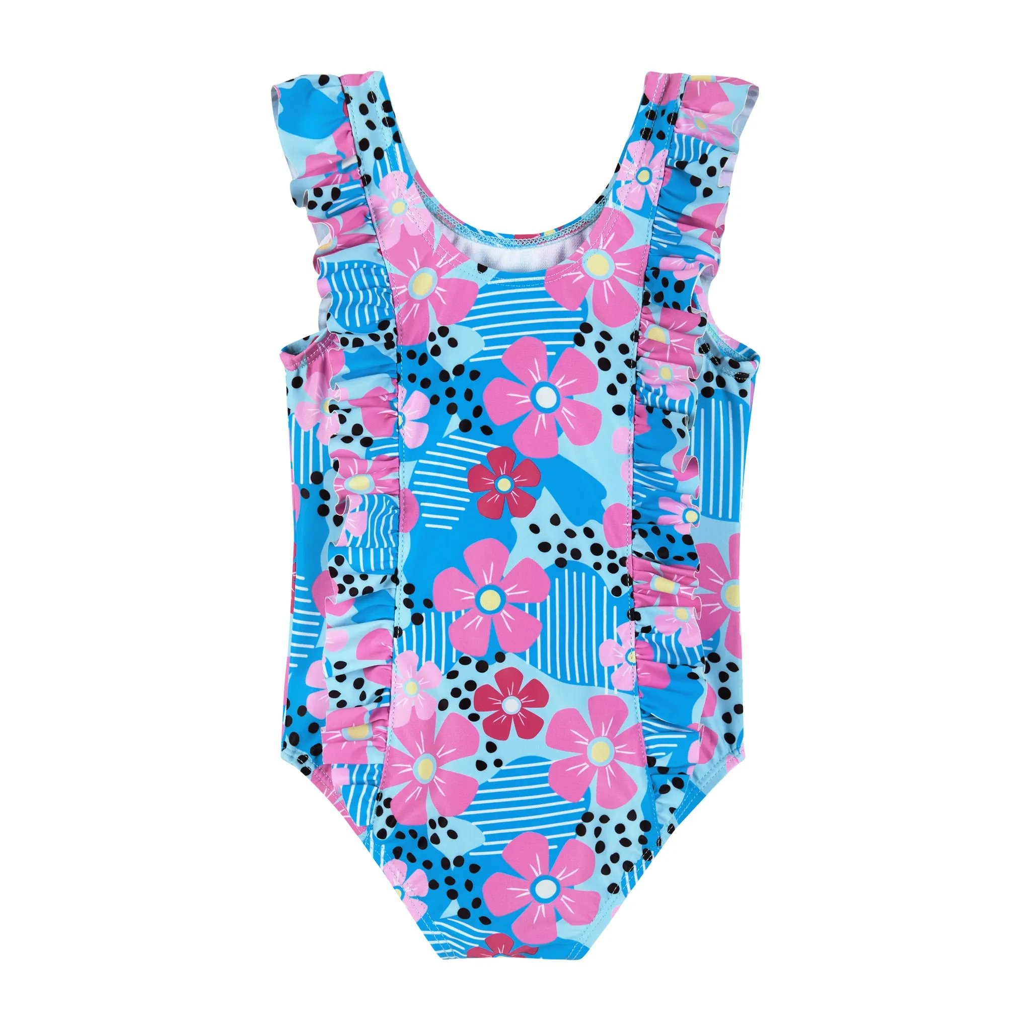 Infant Aqua Floral Print One-Piece Swimsuit
