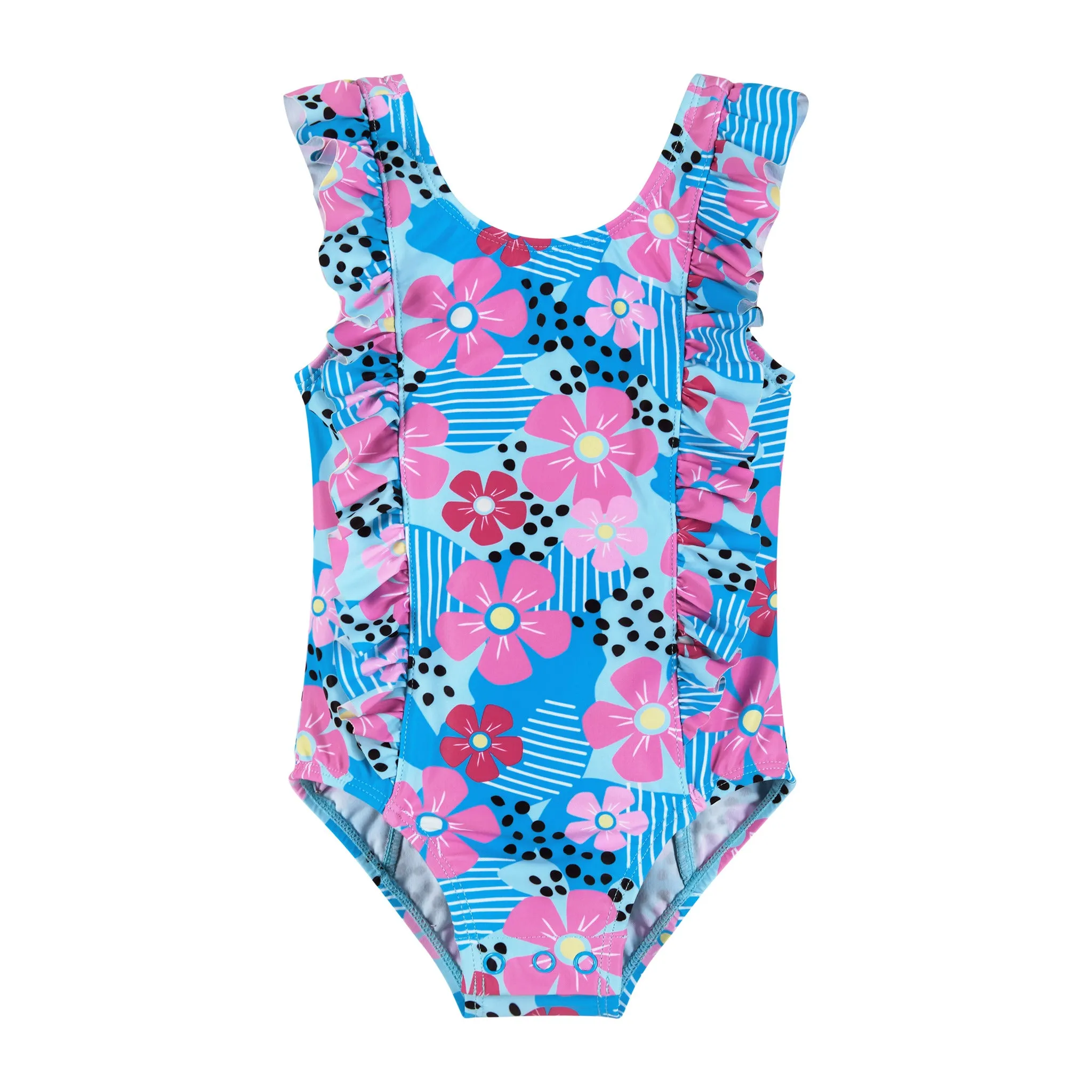 Infant Aqua Floral Print One-Piece Swimsuit