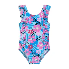 Infant Aqua Floral Print One-Piece Swimsuit
