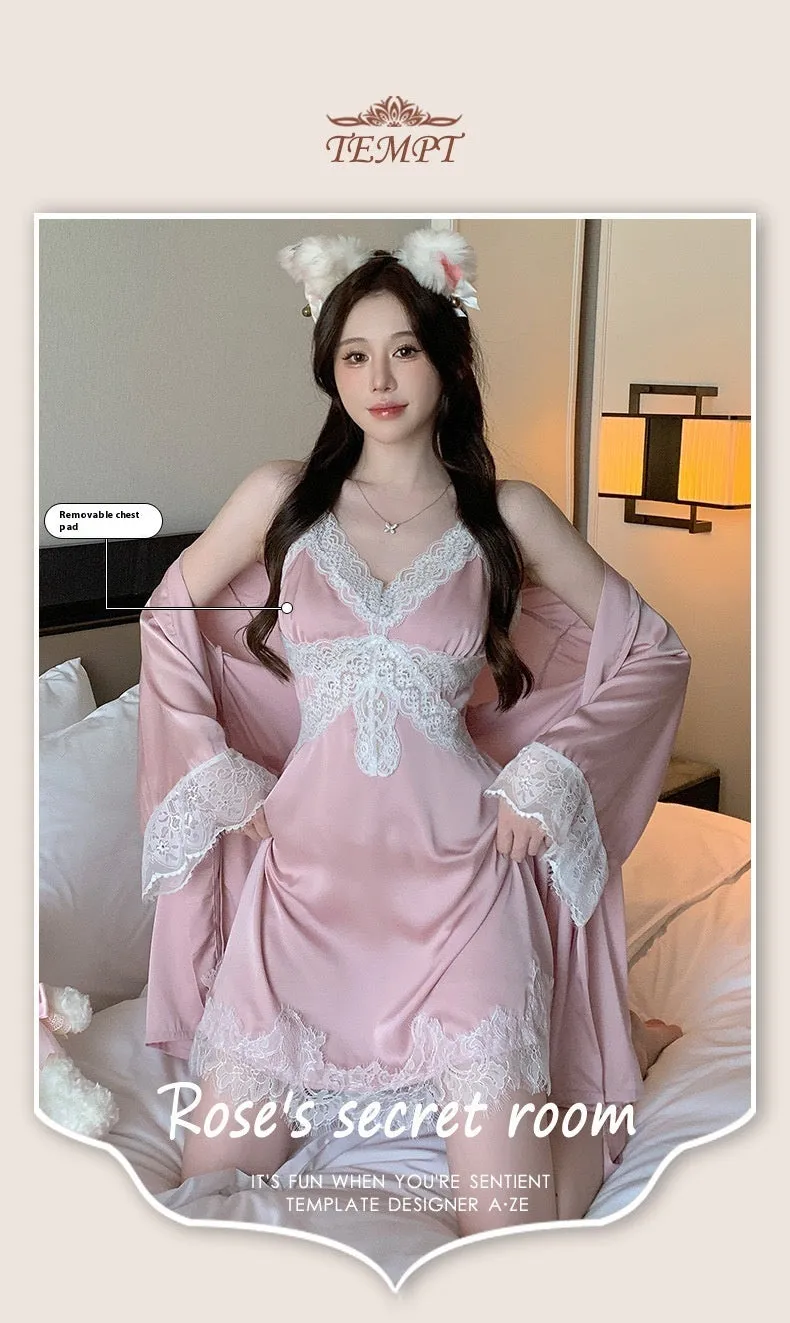 Lace Pure Desire Style Slip Nightdress Suit