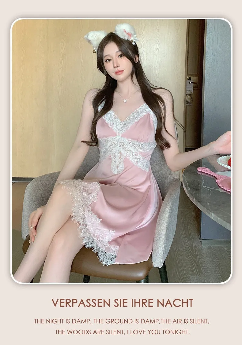 Lace Pure Desire Style Slip Nightdress Suit