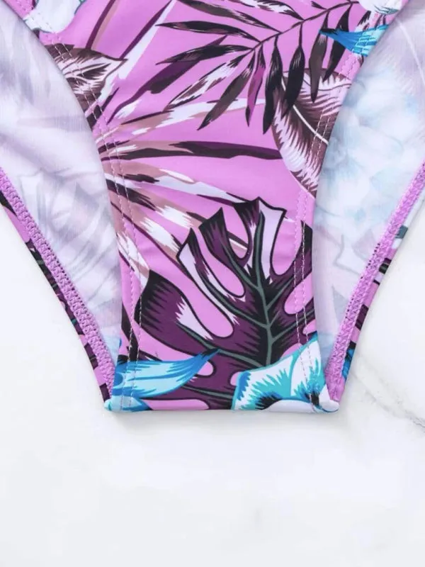 Luna Floral Cross High Waist Bikini