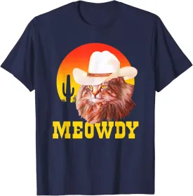 Meowdy! Funny Country Music Cat Cowboy Hat Vintage Blue Unisex Adult Classic Fit Short Sleeve T-Shirt