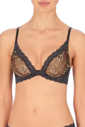 Natori Feathers Plunge Bra, Coal Luxe Leopard (730023)