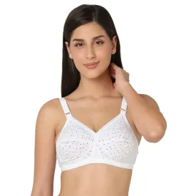 PRIYANKA-Cotton Non Padded Wire Free Full Coverage Bra White
