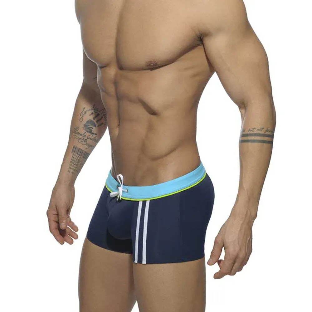 Square Cut Racing Stripe Swim Trunks