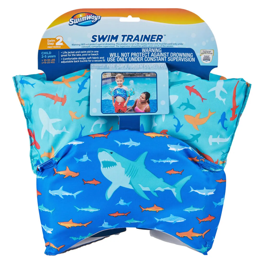 Swimways Swim Trainer Life Jacket (Pfd) Shark & Mermaid - Assorted Print