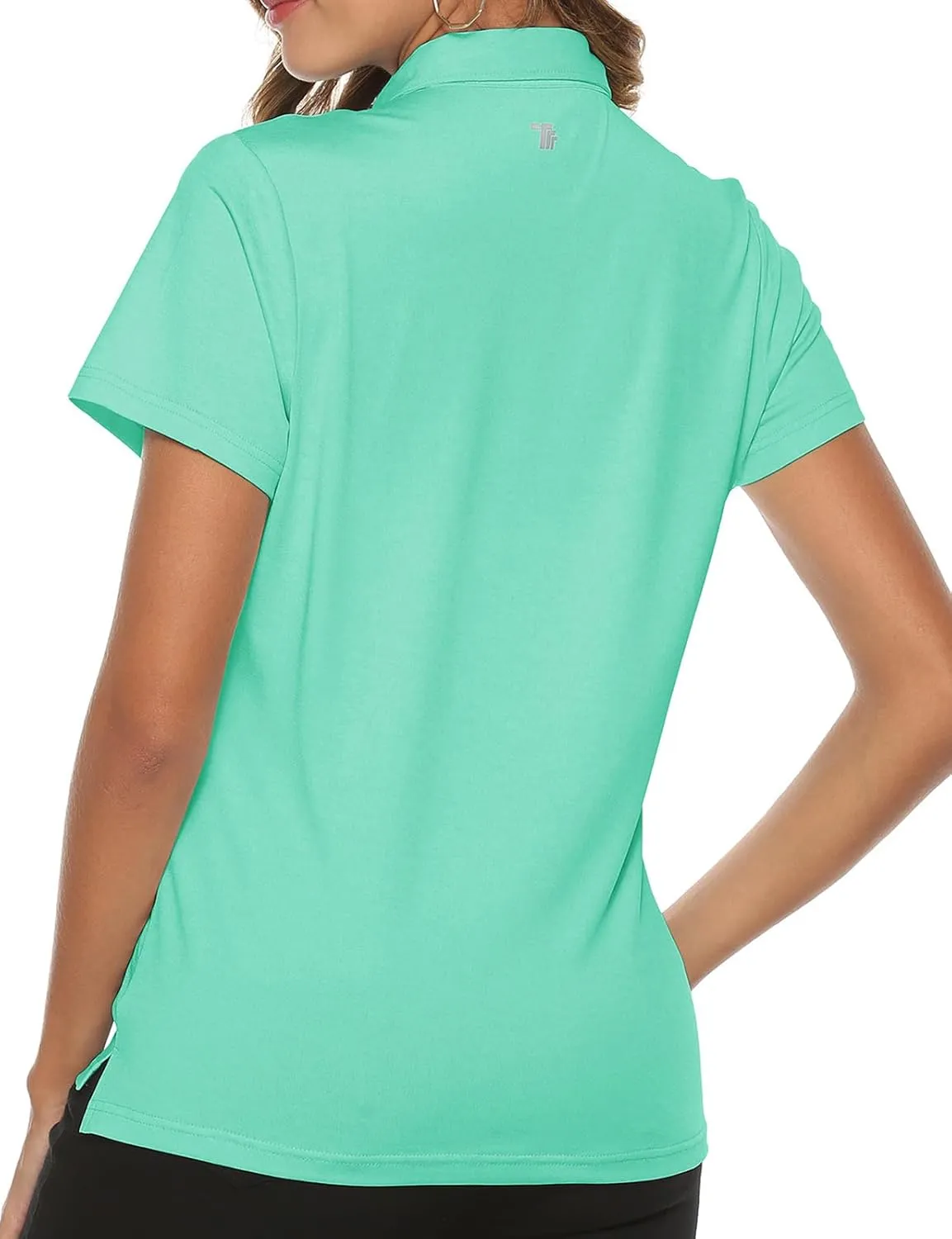 TBMPOY Women's Golf Polo Short Sleeve Shirts Lightweight Moisture Wicking Collared T Shirt Quick Dry 4-Button