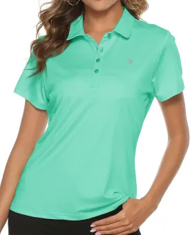 TBMPOY Women's Golf Polo Short Sleeve Shirts Lightweight Moisture Wicking Collared T Shirt Quick Dry 4-Button