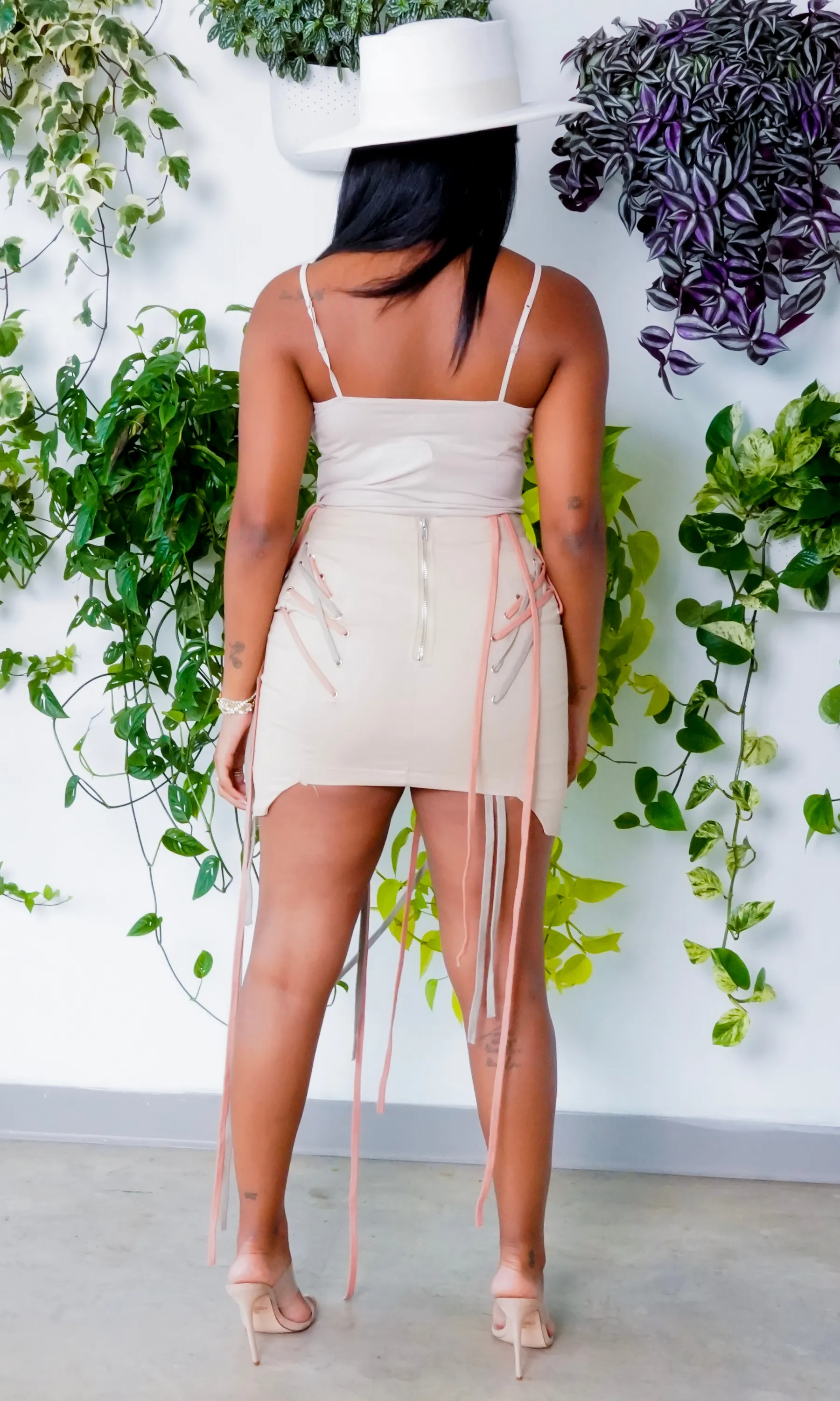 Tie Me Up Skirt- Tan FINAL SALE